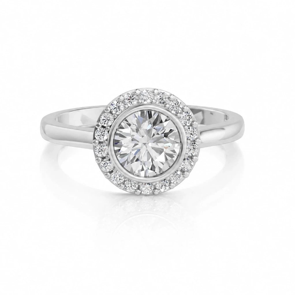 Ronde halo verlovingsring · 1.5 ct.
