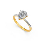 Peervormige solitaire verlovingsring met pavé band · 2.5 ct.