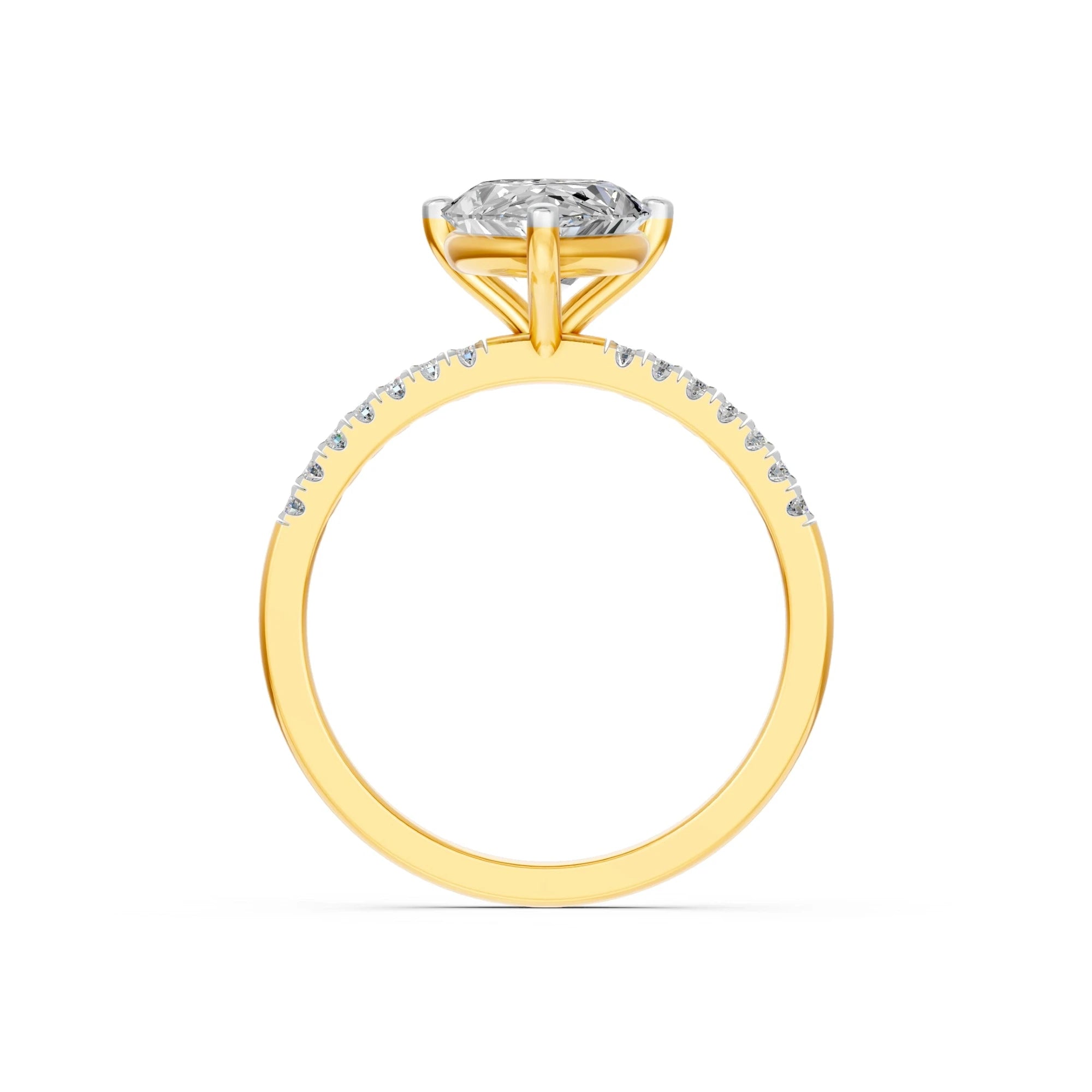 Peervormige solitaire verlovingsring met pavé band · 2.5 ct.