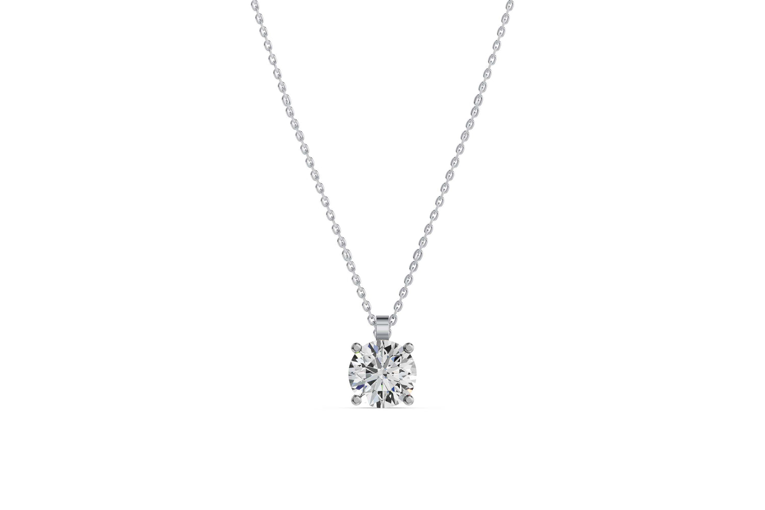 Solitaire ketting van 14k witgoud met 2,0 karaats diamant