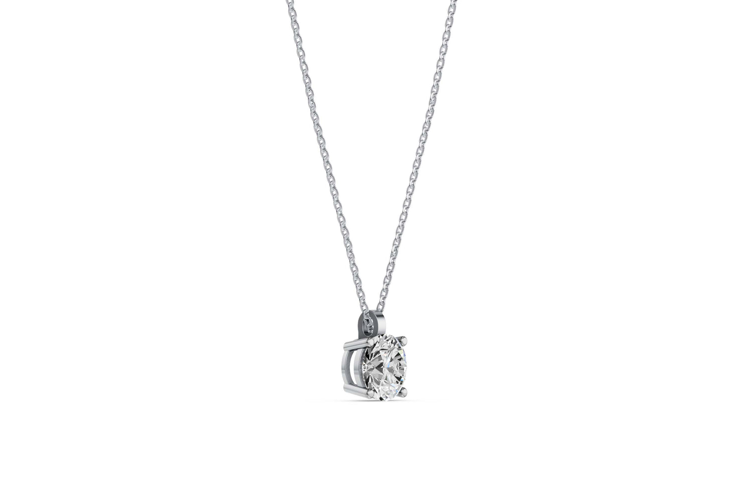 Solitaire ketting van 14k witgoud met 2,0 karaats diamant