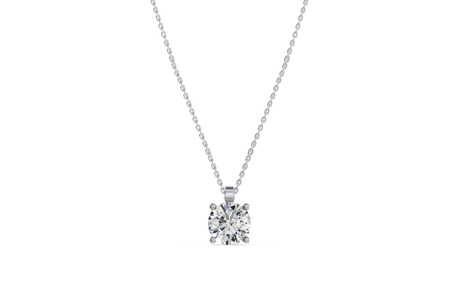 Solitaire ketting van 14k witgoud met 2,5 karaats diamant
