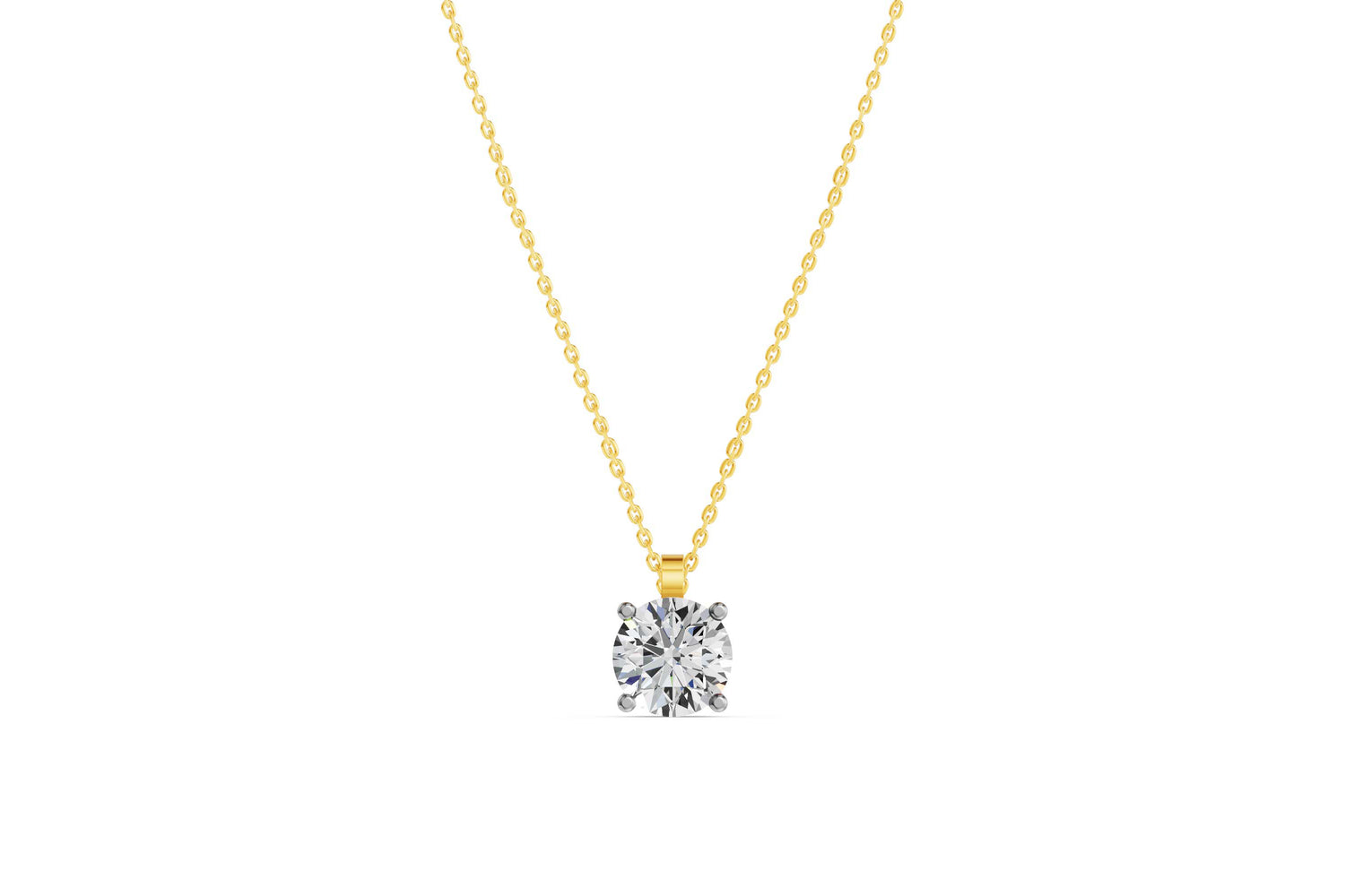 Solitaire ketting van 14k geelgoud met 2,0 karaats diamant