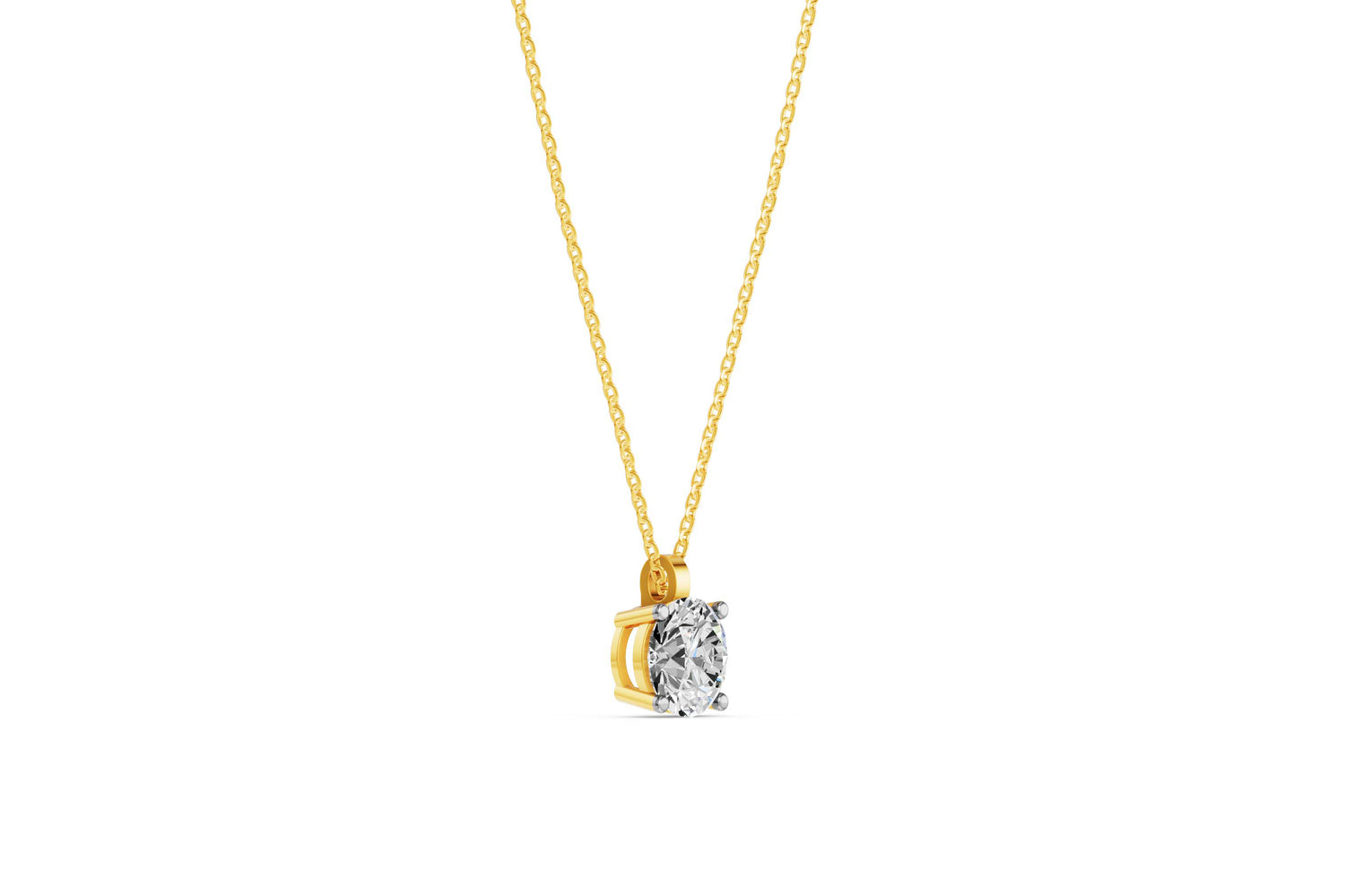 Solitaire ketting van 14k geelgoud met 2,0 karaats diamant