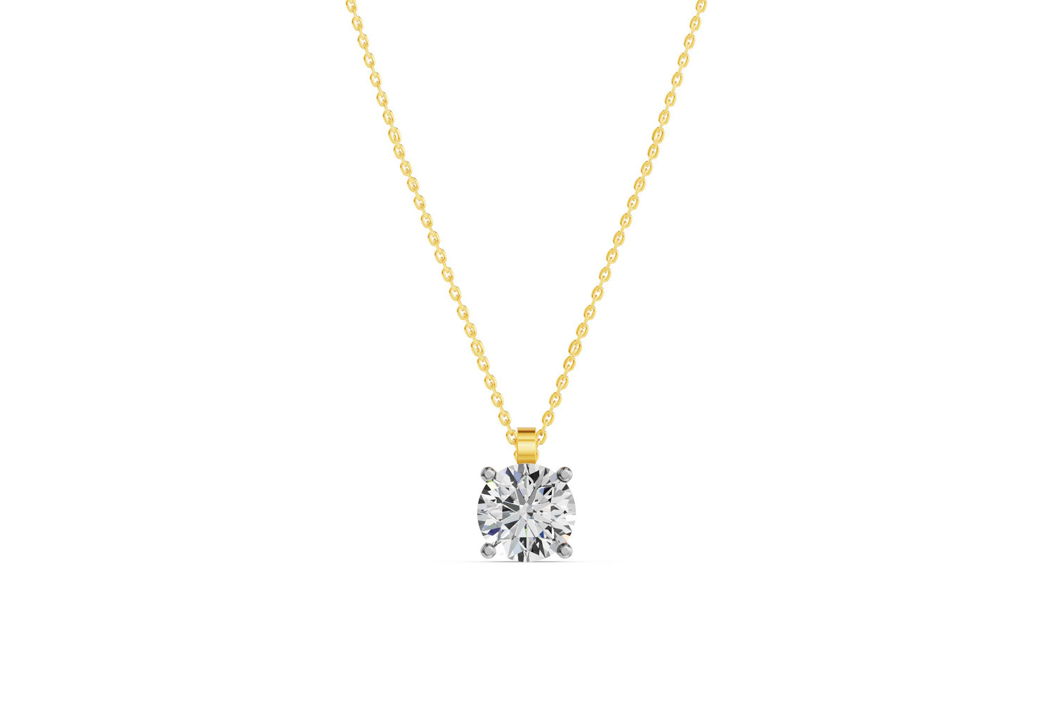 Solitaire ketting van 14k geelgoud met 2,2 karaats diamant