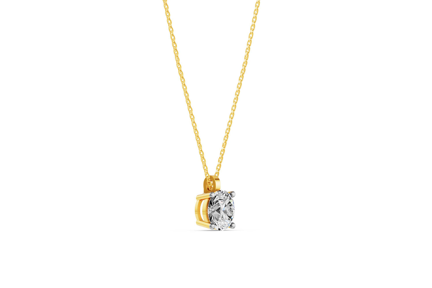 Solitaire ketting van 14k geelgoud met 2,2 karaats diamant