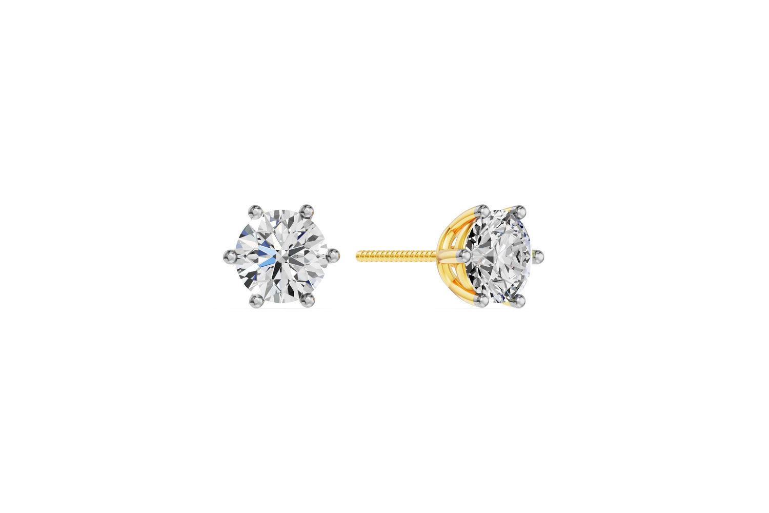 Solitaire oorstekers 14k geelgoud met 2,0 karaat diamant