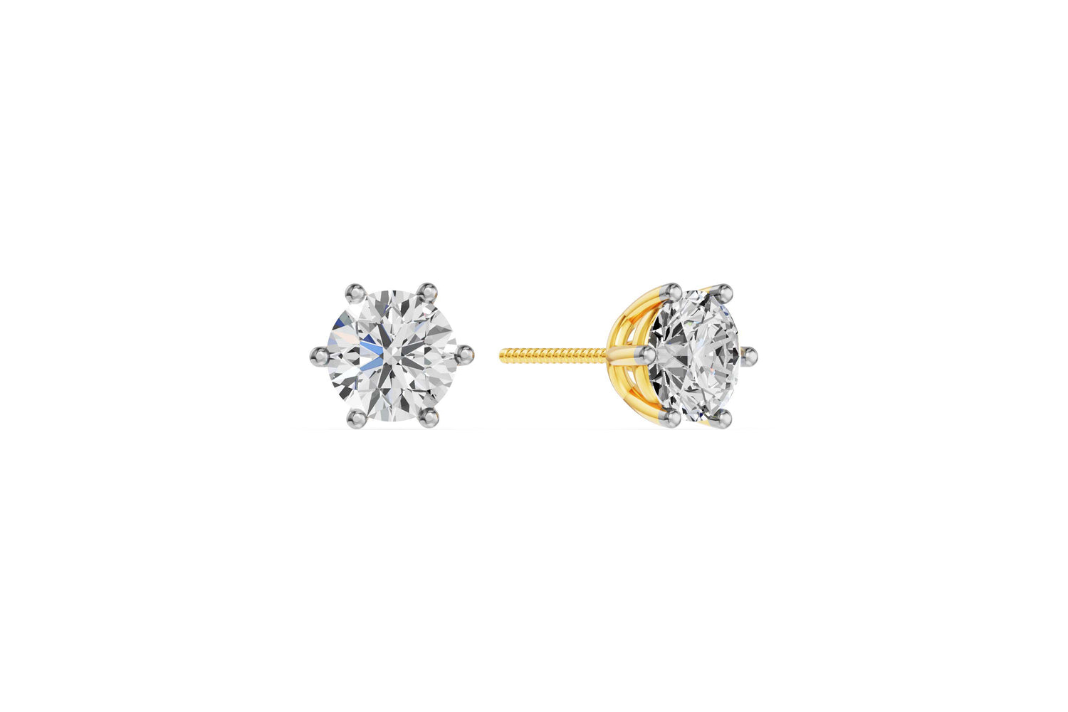 Solitaire oorstekers 14k geelgoud met 2,5 karaat diamant