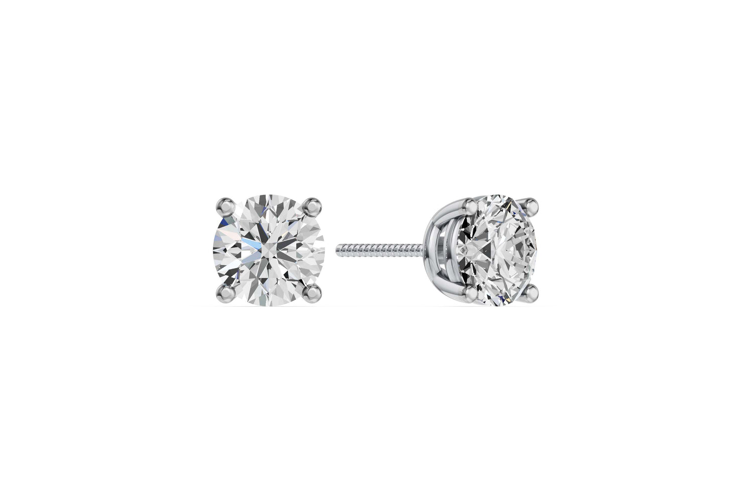 Solitaire oorstekers 14k witgoud met 2,5 karaat diamant