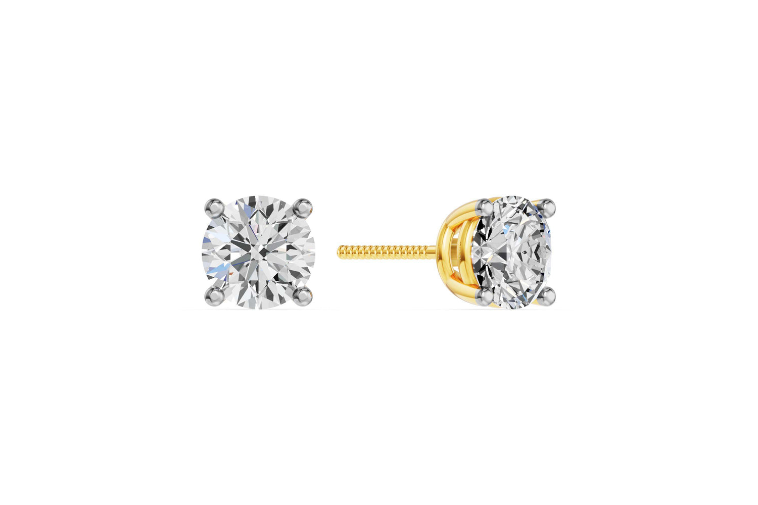 Solitaire oorstekers 14k geelgoud met 2,0 karaat diamant