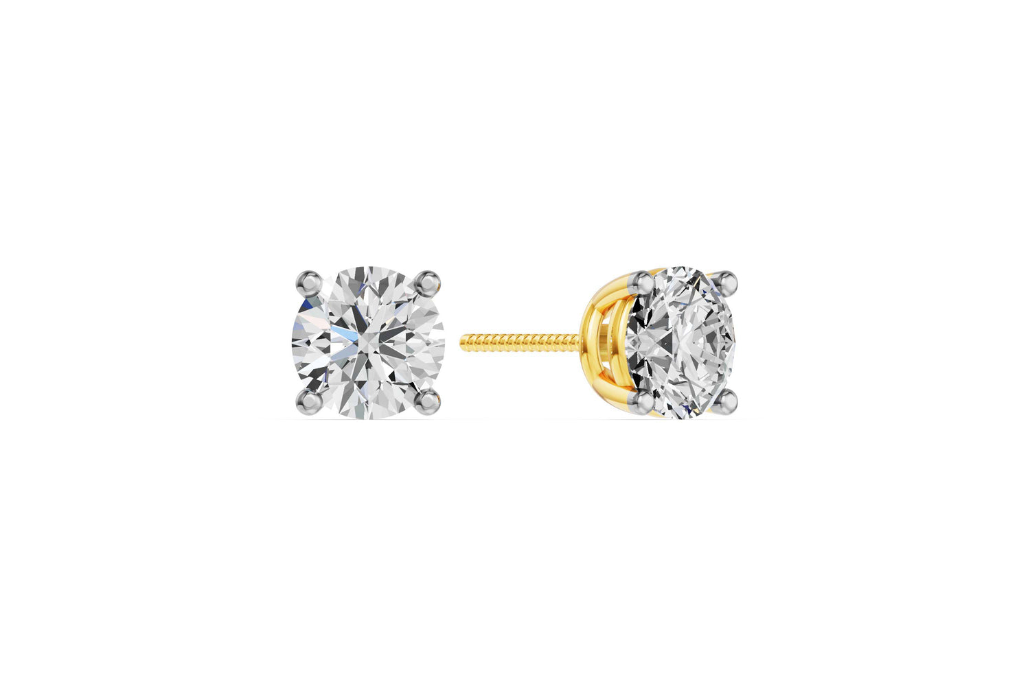 Solitaire oorstekers 14k geelgoud met 2,5 karaat diamant