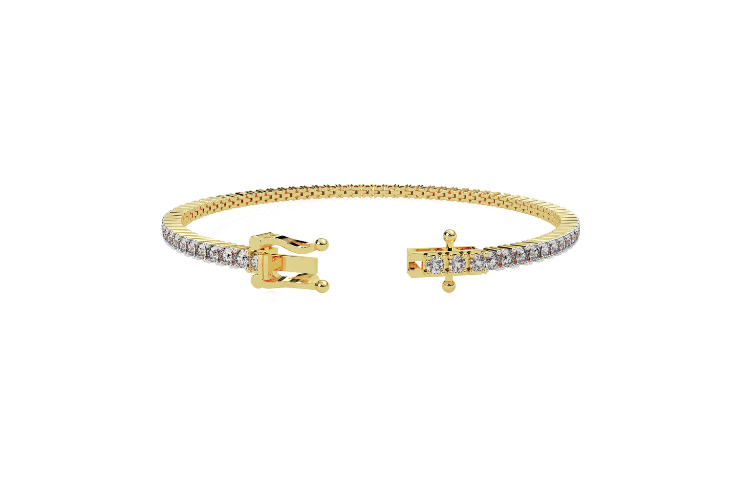 Tennisarmband 14k geelgoud met 3,2 karaat diamant