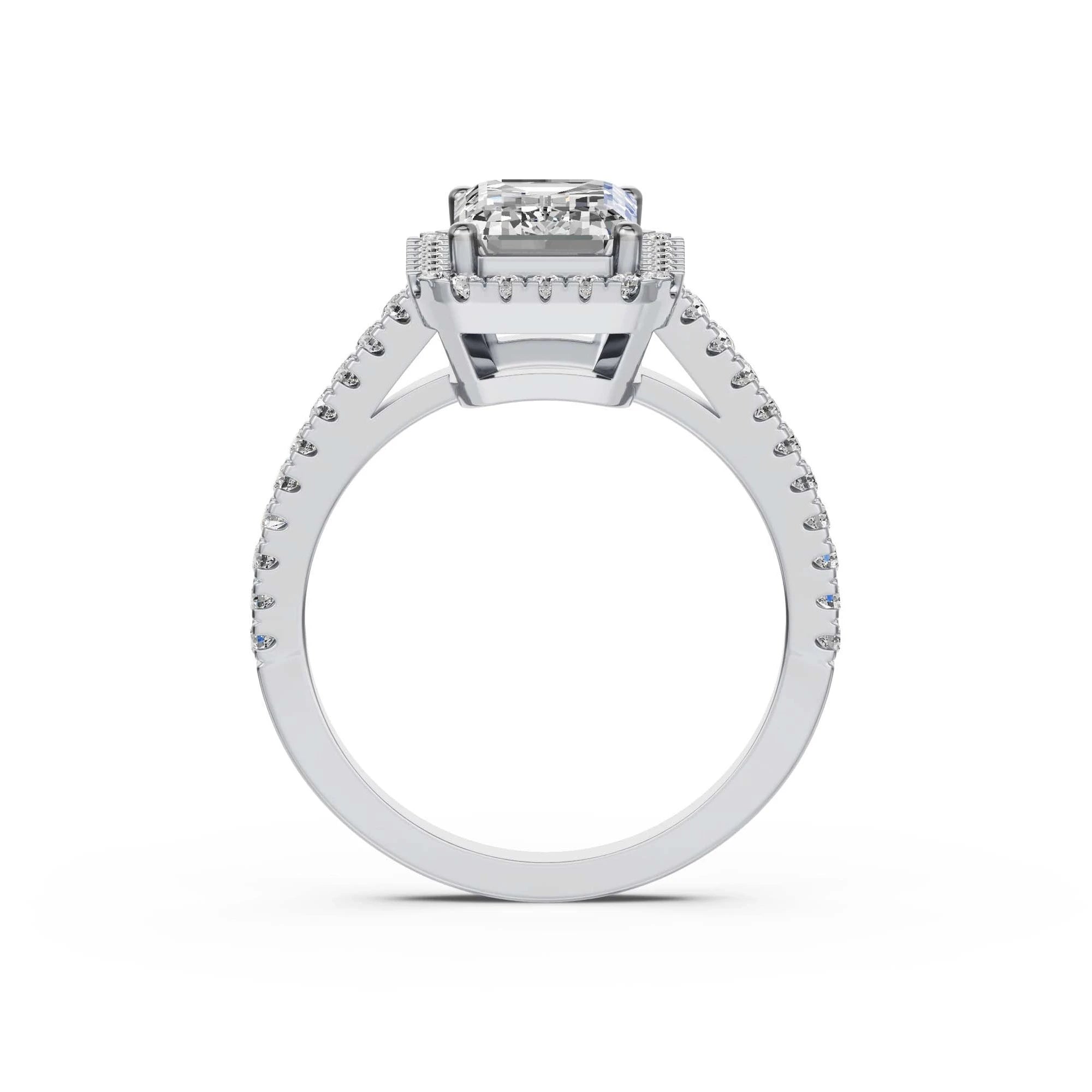 Smaragd halo verlovingsring · 2.0 ct.
