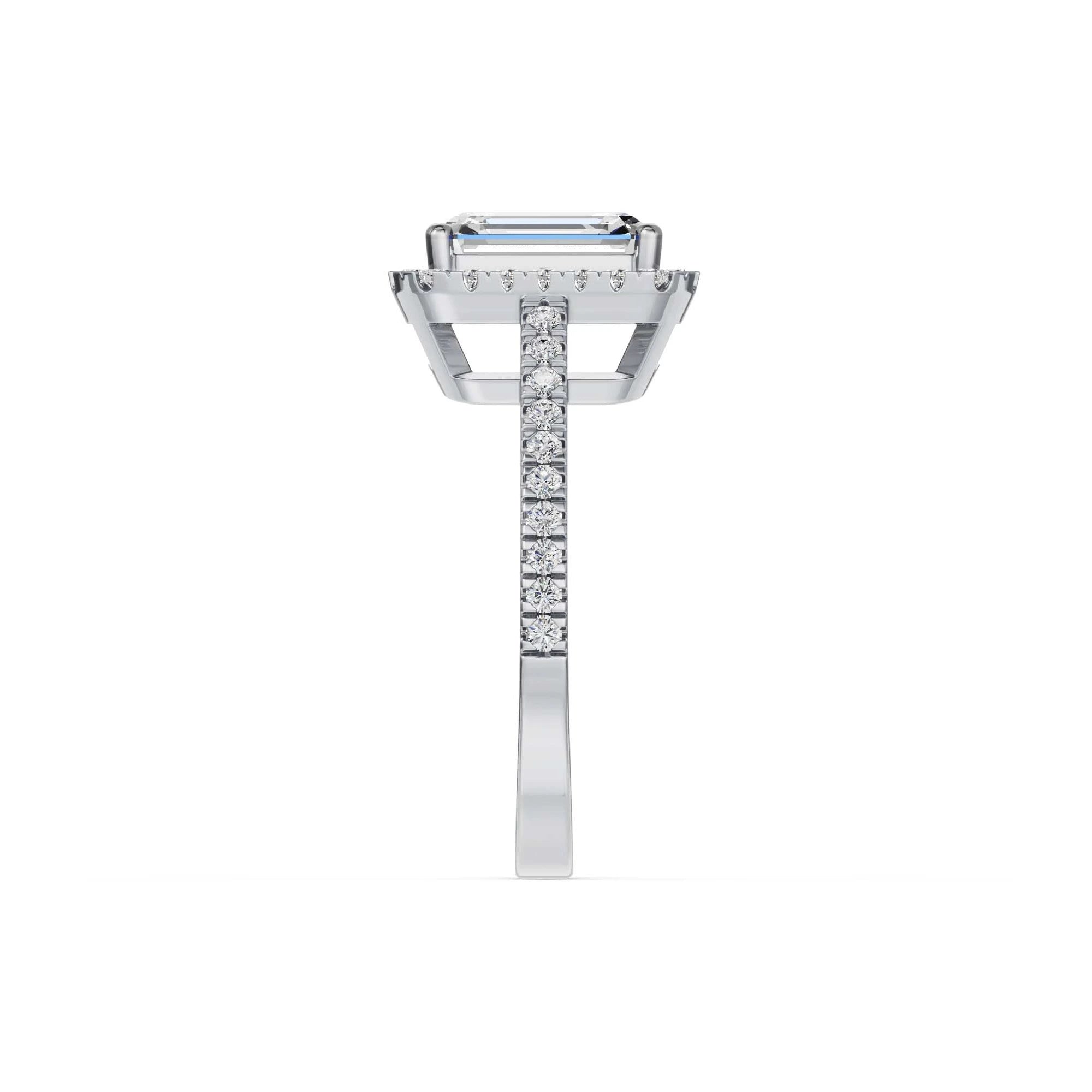 Smaragd halo verlovingsring · 2.0 ct.