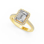 Smaragd halo verlovingsring · 2.0 ct.