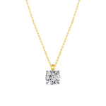 Geelgouden solitaire collier 2.2 ct lab-grown diamant, frontaal op witte achtergrond