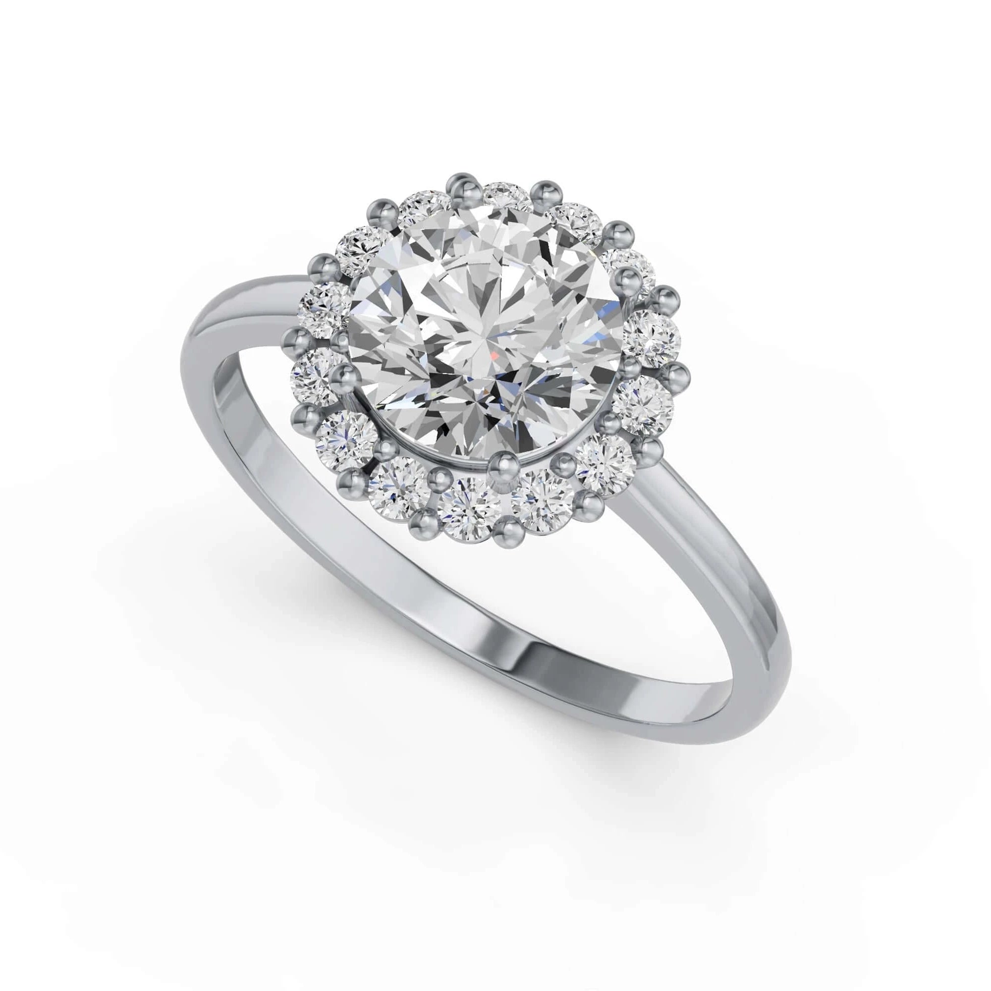 Ronde halo verlovingsring · 1.5 ct.