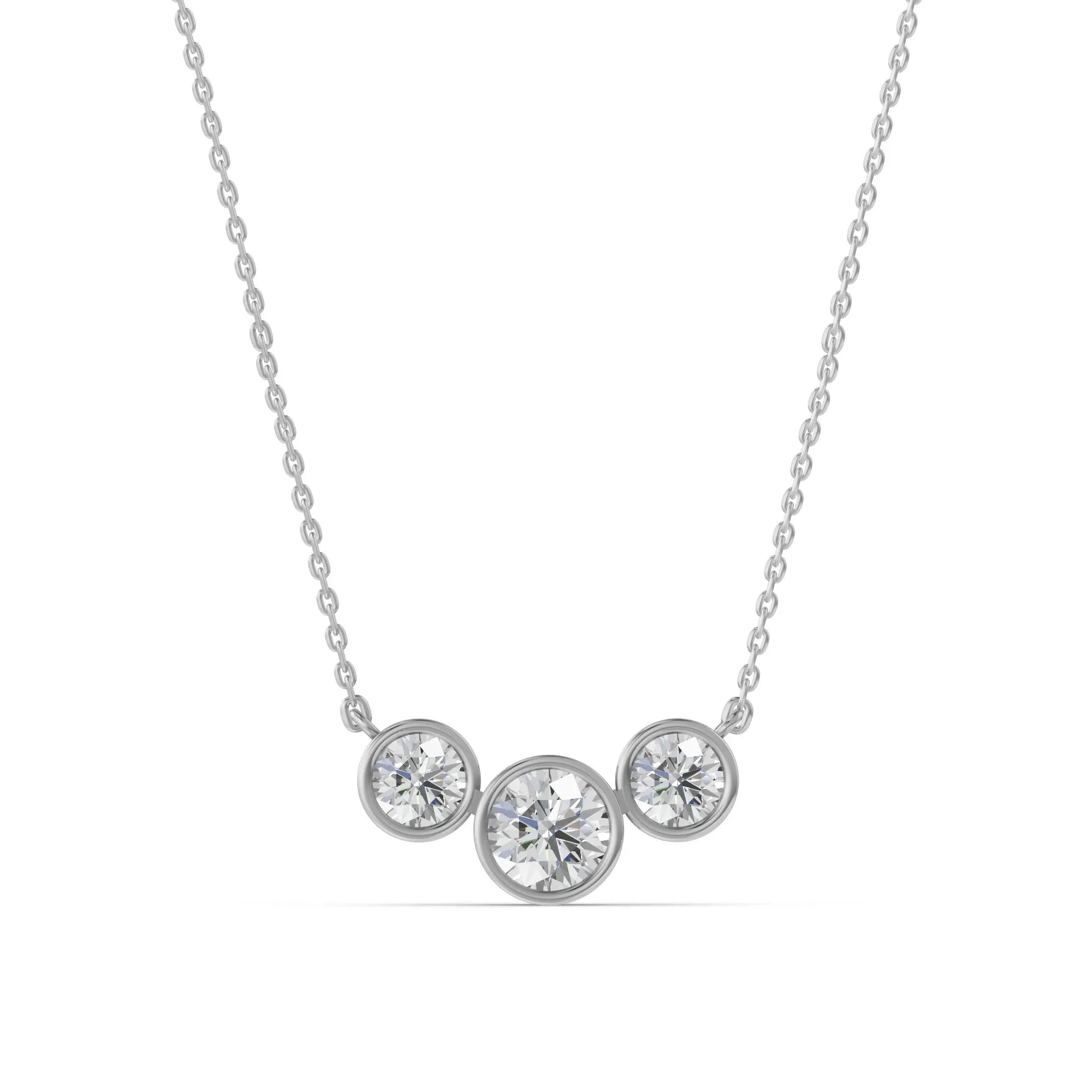 Louèn Diamonds 14k witgouden collier met 3 lab grown diamanten 2.5ct totaal frontaanzicht