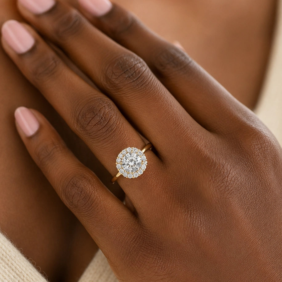Ronde halo verlovingsring · 1.75 ct.