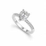 Peervormige solitaire verlovingsring met pavé band · 2.0 ct.