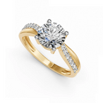 Ronde solitaire verlovingsring met pavé band · 2.0 ct.