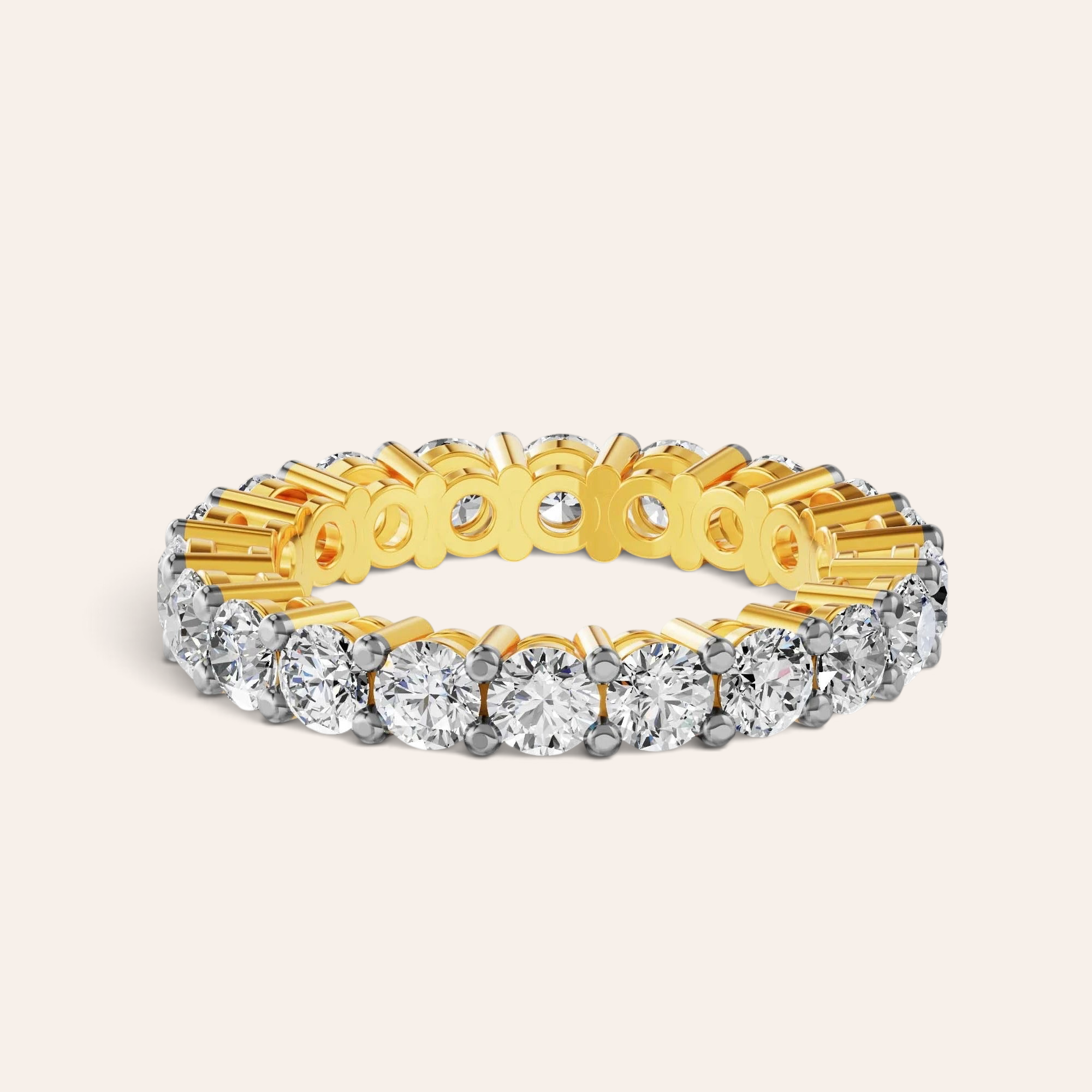 Louèn Diamonds eternity ring van 14k geelgoud met 2,8 karaat briljant geslepen diamanten in een tijdloze zetting.
