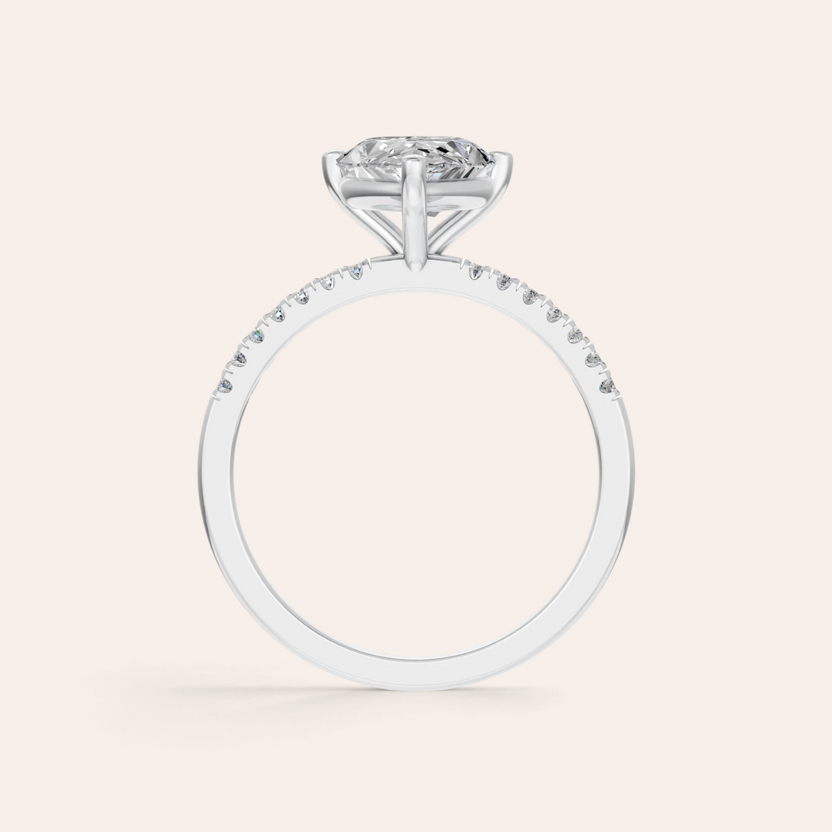 Louèn Diamonds 14k witgouden verlovingsring met 2.5 ct peervormige lab grown diamant en pavé gezette band