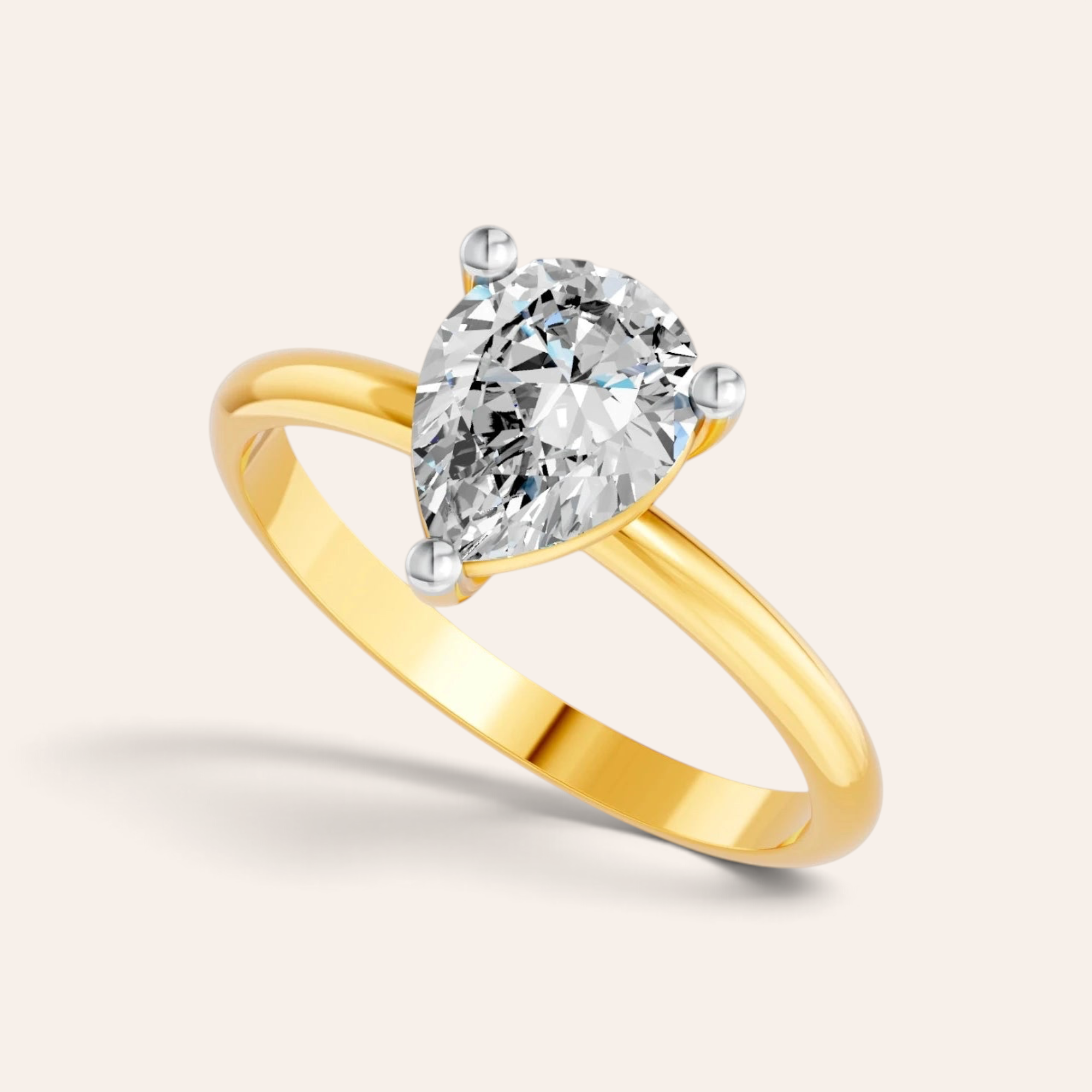 Louèn Diamonds solitaire verlovingsring met peervormige lab grown diamant in 14k geelgoud