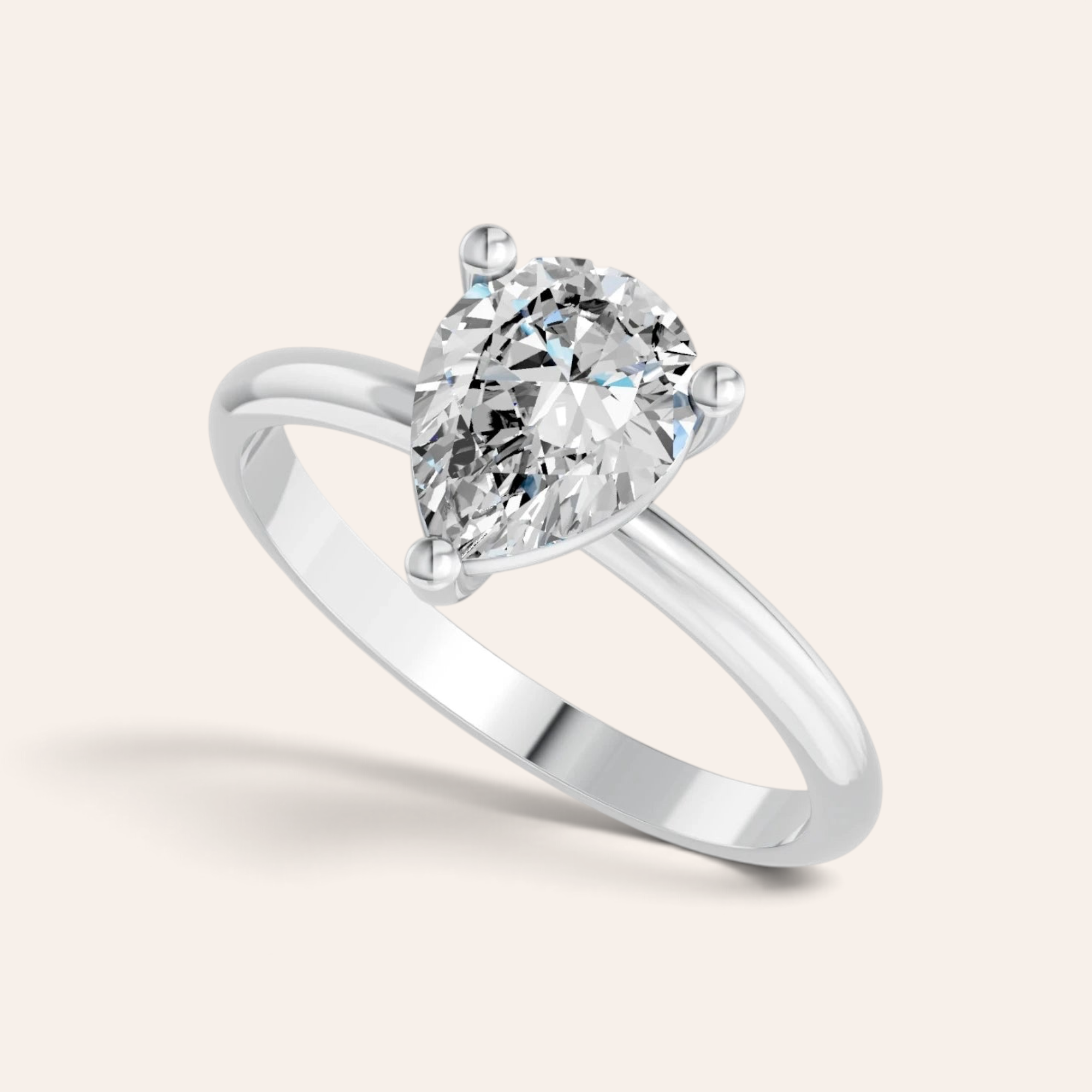 Louèn Diamonds solitaire verlovingsring met 2.0 ct peervormige lab grown diamant in 14k witgoud