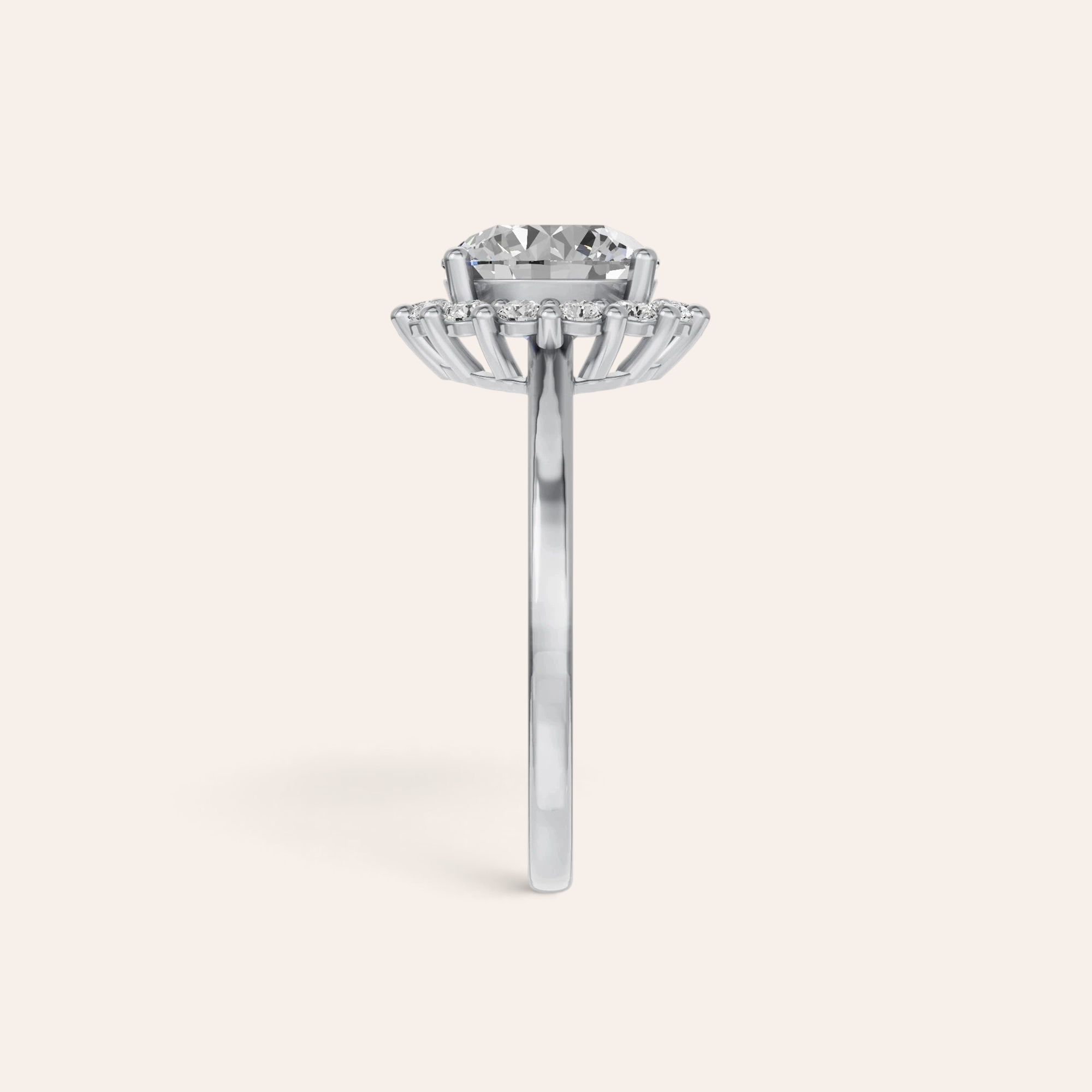 Louèn Diamonds 14k witgouden verlovingsring met 1.5 ct ronde lab-grown diamant in een klassieke halo-zetting