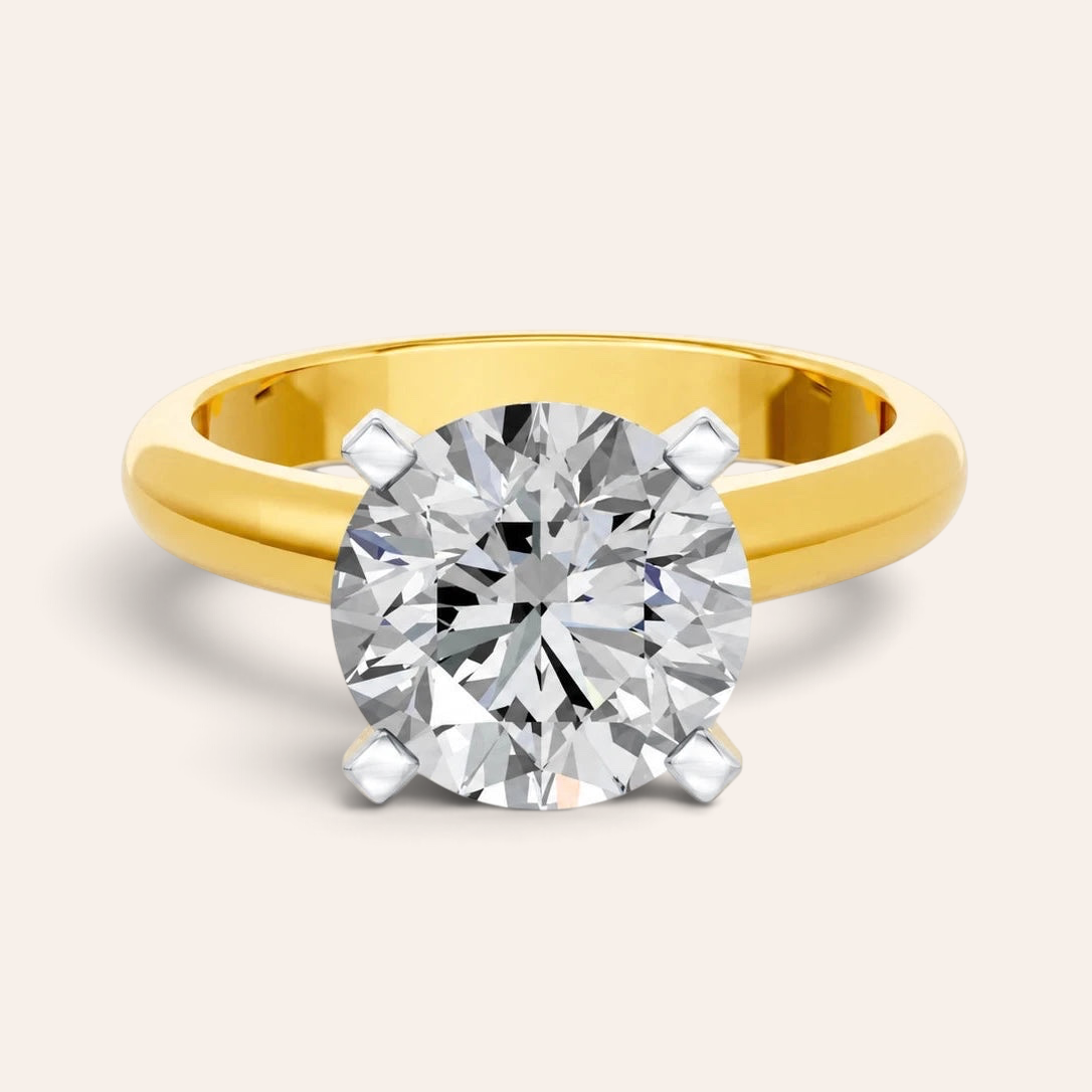 Louèn Diamonds solitaire verlovingsring met 4.0 karaat ronde lab-grown diamant in 14 karaat geelgouden zetting