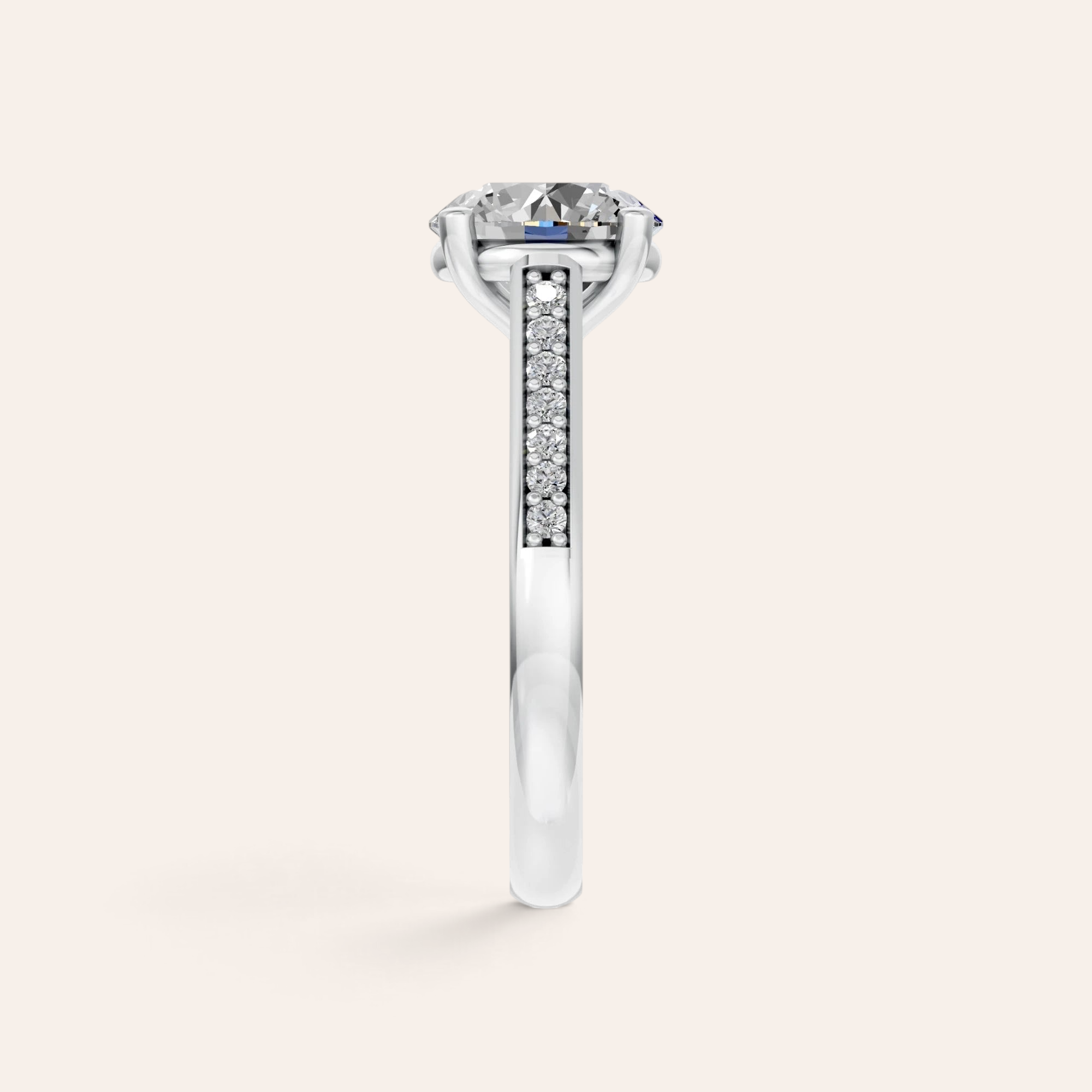 Louèn Diamonds ronde solitaire verlovingsring van 14 karaats goud met 2.0 karaat lab-grown diamant en pavé band