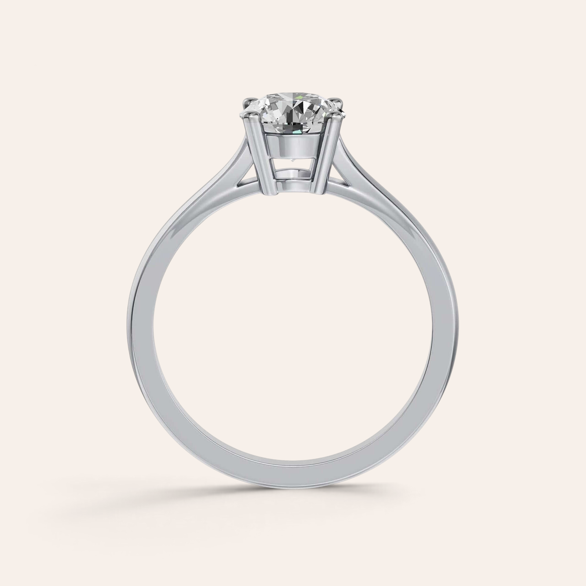 Louèn Diamonds solitaire verlovingsring van 14k witgoud met een ronde 1.0 karaat diamant in een klassieke zetting.