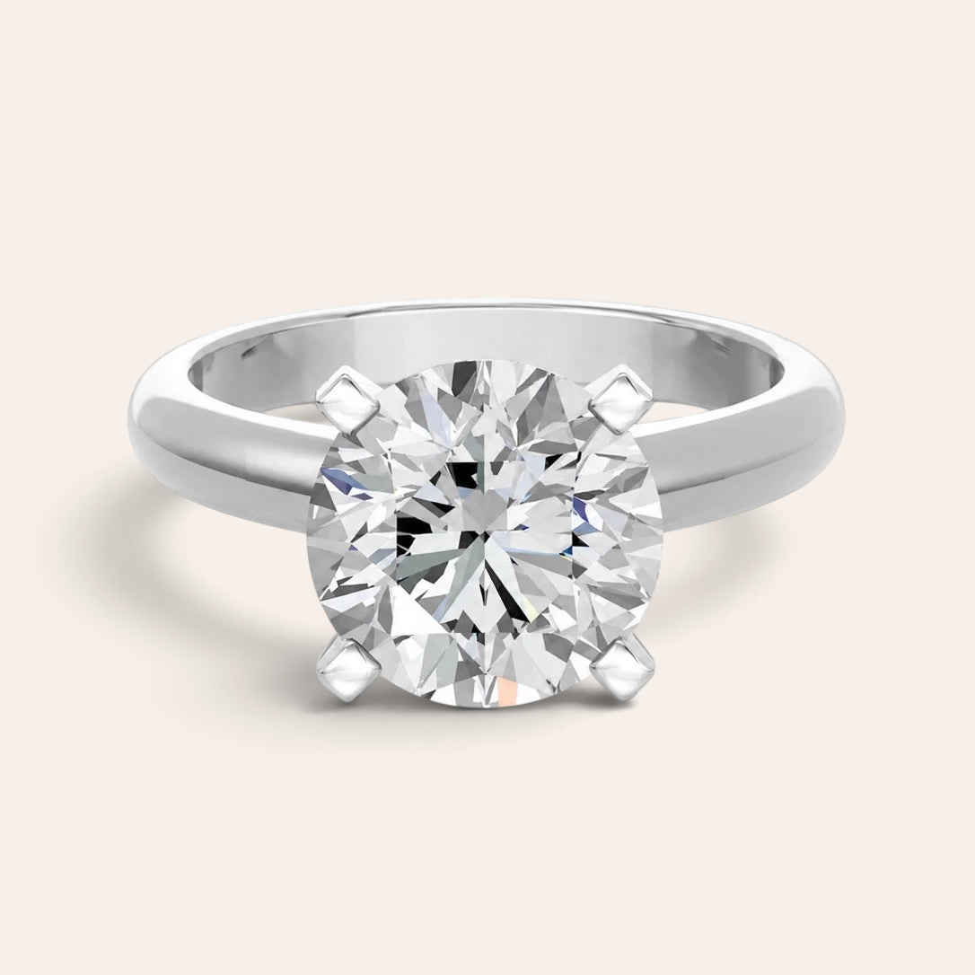 Louèn Diamonds solitaire verlovingsring met 4.0 karaat ronde lab-grown diamant in 14 karaat witgoud