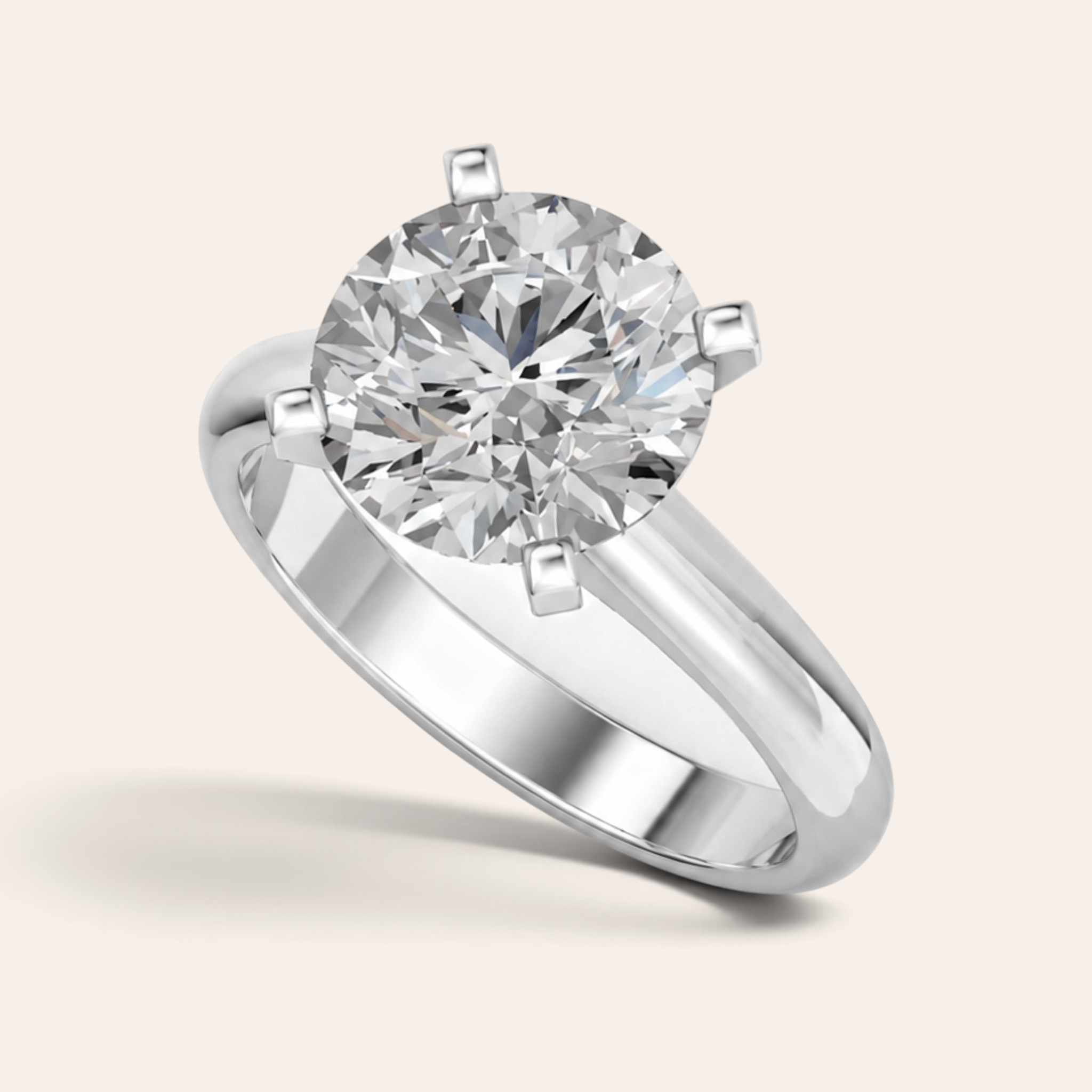 Louèn Diamonds solitaire verlovingsring met 4.0 karaat ronde lab-grown diamant in 14 karaats witgoud