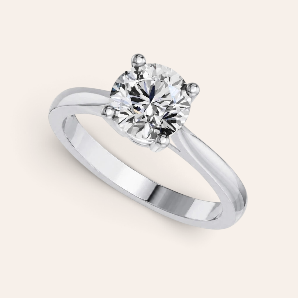 Louèn Diamonds solitaire verlovingsring van 14k witgoud met een ronde 1,5 karaat diamant in een klassieke zetting.