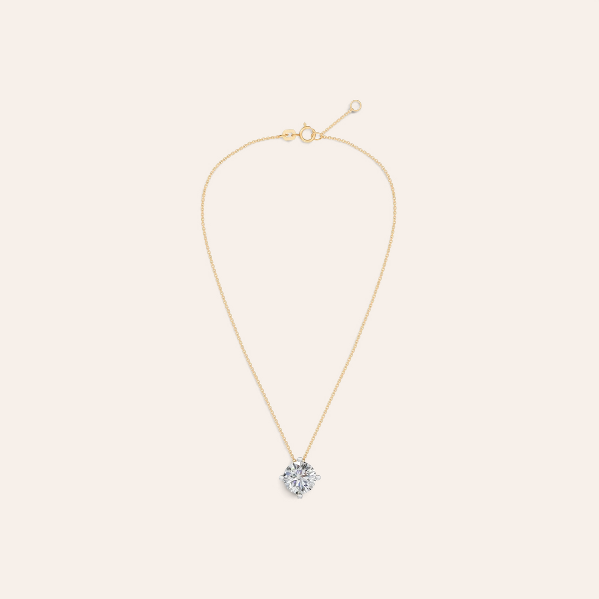 Louèn Diamonds solitaire collier met 3.0 ct lab-grown diamant in 14k geelgoud met zwevend effect