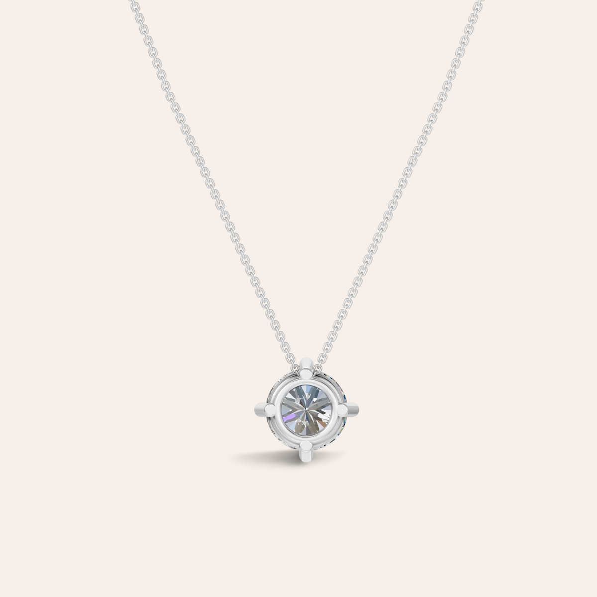 Louèn Diamonds solitaire collier van 14k witgoud met een 3.0 ct lab-grown diamant in een verfijnde zetting.