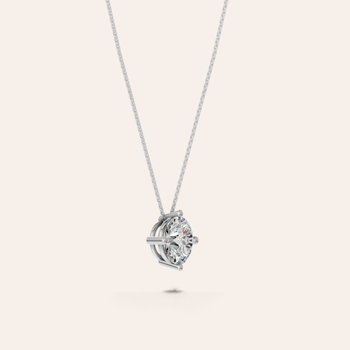 Louèn Diamonds solitaire collier met 3.0 ct lab-grown diamant in 14k witgoud met verfijnde ketting.