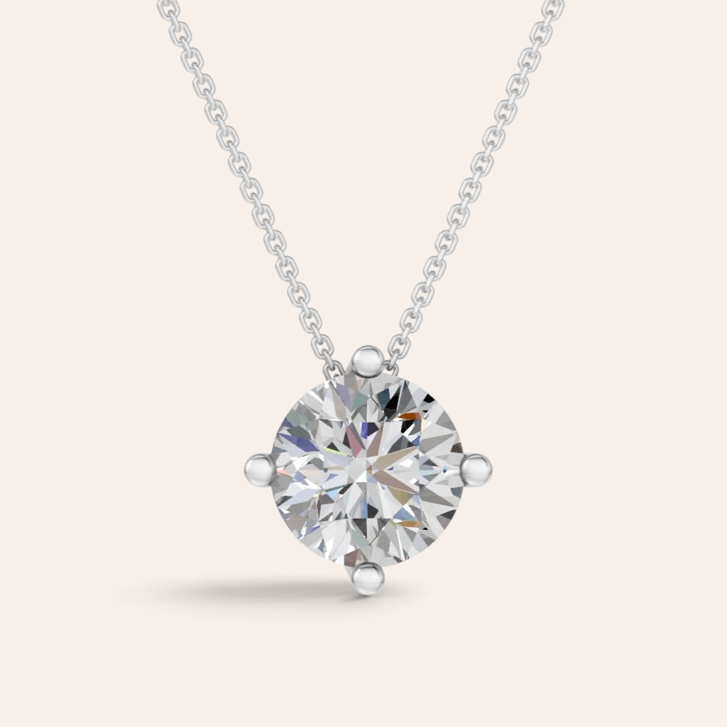 Louèn Diamonds solitaire collier met 3.0 ct lab-grown diamant in 14k witgoud met verfijnde ketting.