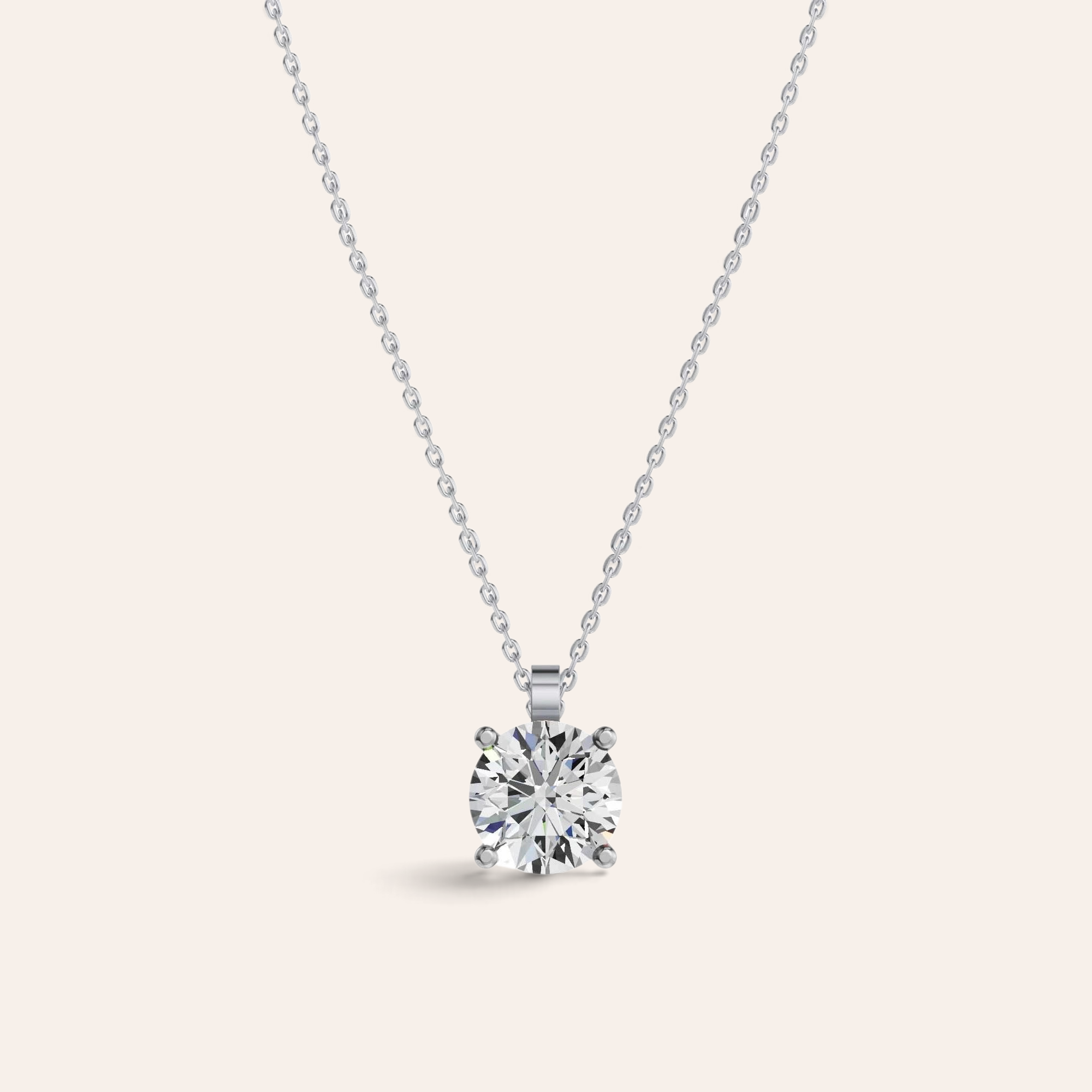 Louèn Diamonds solitaire collier met 2.5 karaat diamant in 14k witgoud aan een verfijnde ketting.