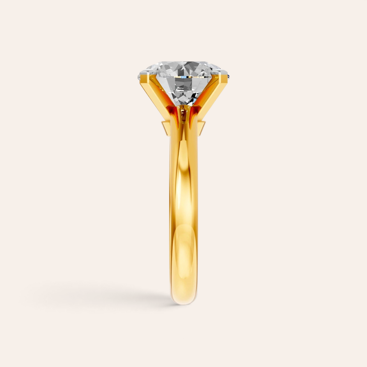 Louèn Diamonds solitaire verlovingsring met 4.0 karaat lab-grown diamant in 14 karaat geelgoud, zijaanzicht