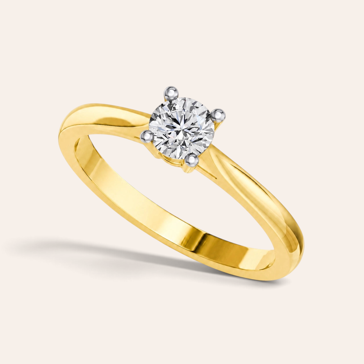 Louèn Diamonds solitaire verlovingsring met ronde 0.5 karaat diamant in glanzend 14k geelgoud