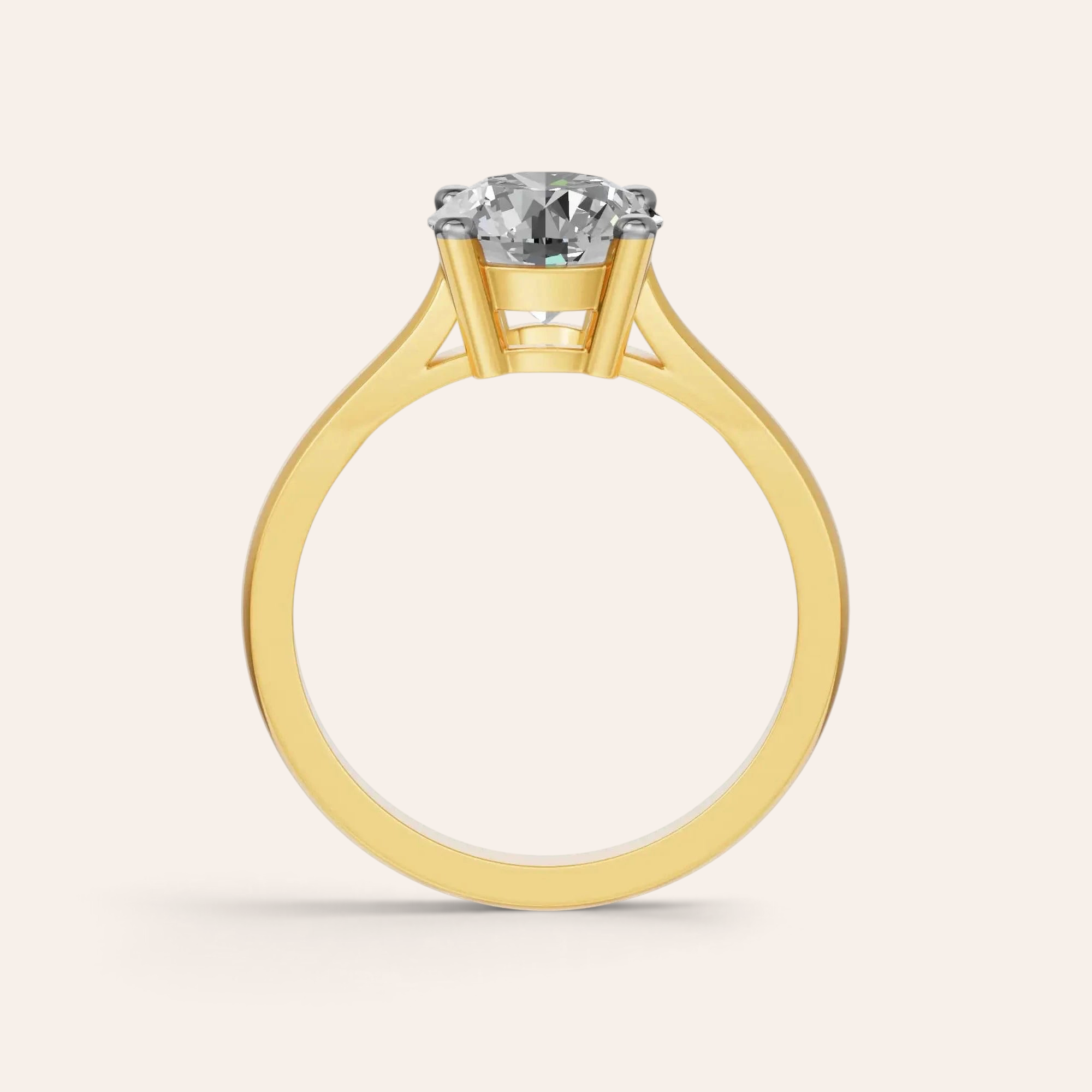 Louèn Diamonds solitaire verlovingsring met 2.0 karaat ronde diamant in 14k geelgoud, zijaanzicht