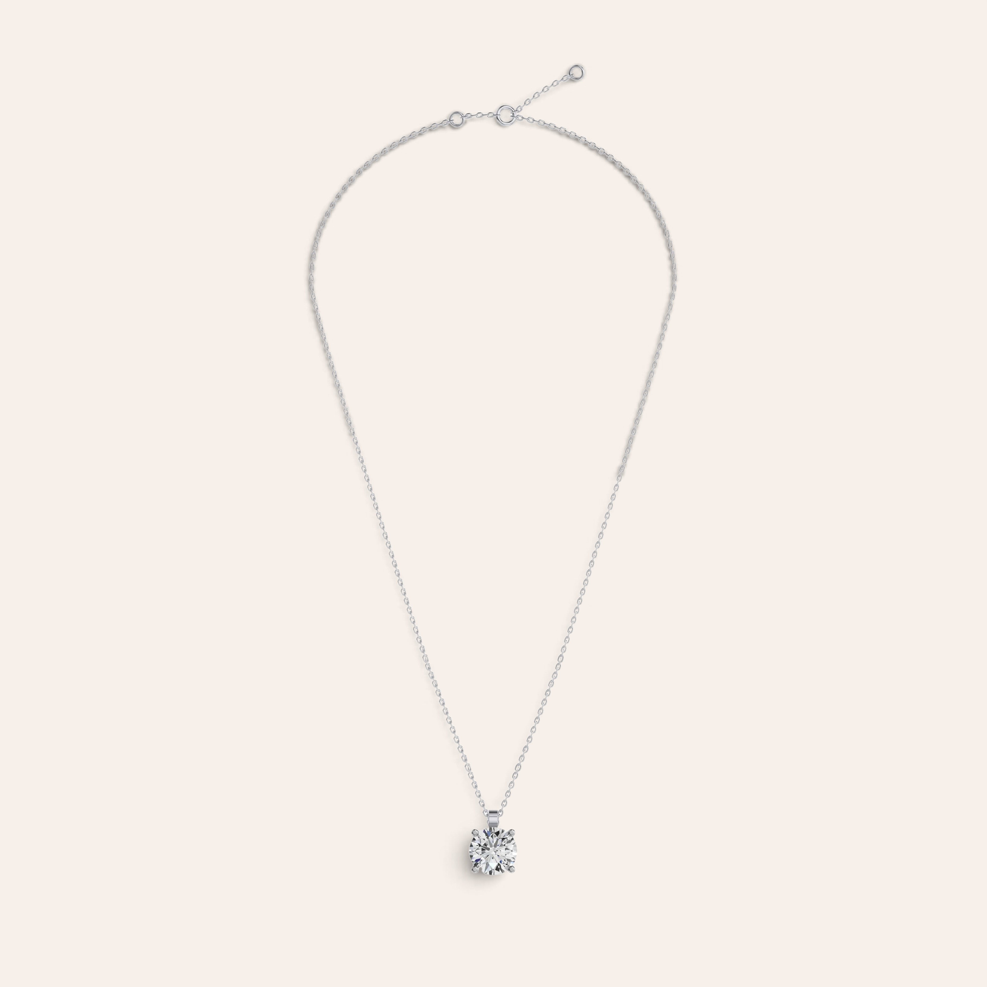 Louèn Diamonds solitaire collier van 2.0 karaat diamant in een verfijnde witgouden zetting aan een fijne ketting.