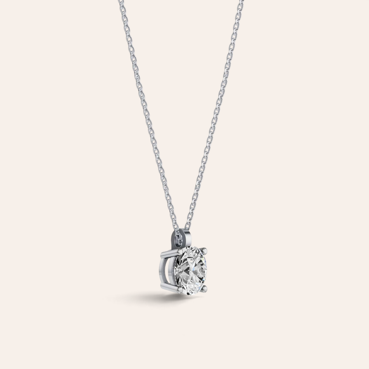 Louèn Diamonds solitaire collier met 2.0 karaat diamant in een verfijnde witgouden zetting aan een fijne ketting.