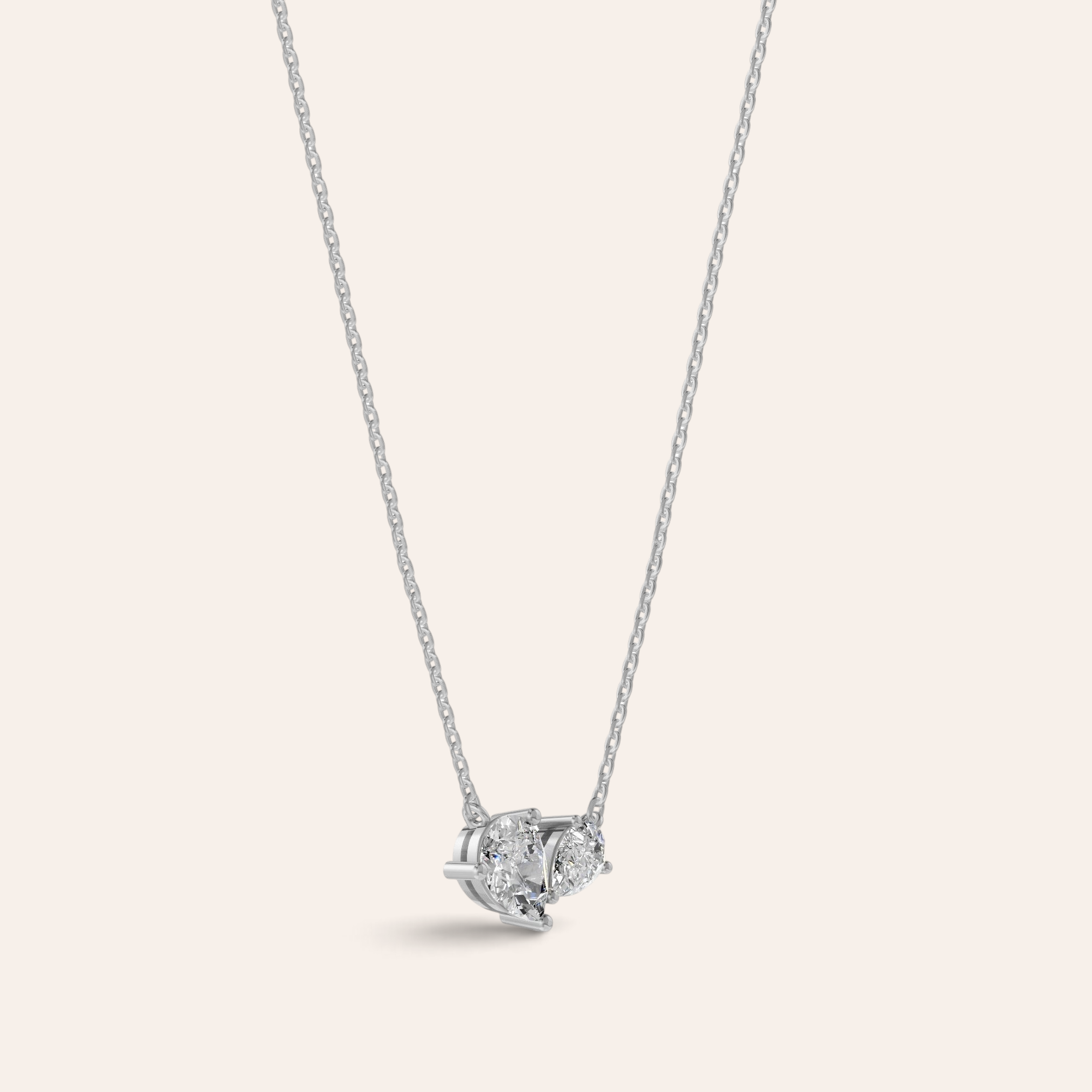 Louèn Diamonds Toi et Moi collier met twee peervormige lab-grown diamanten in 14k witgoud.