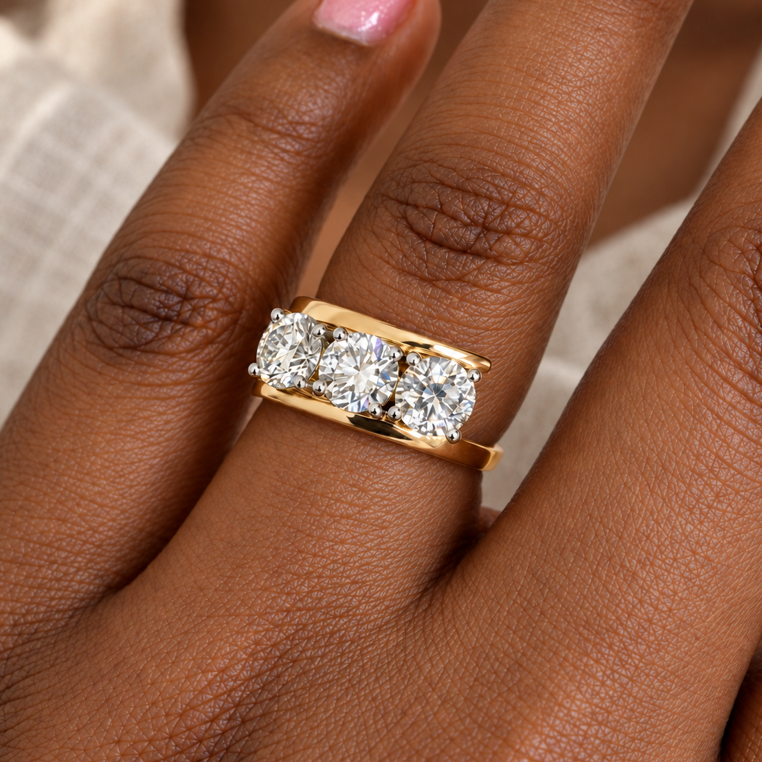 Ronde trilogie verlovingsring · 2.25 ct.