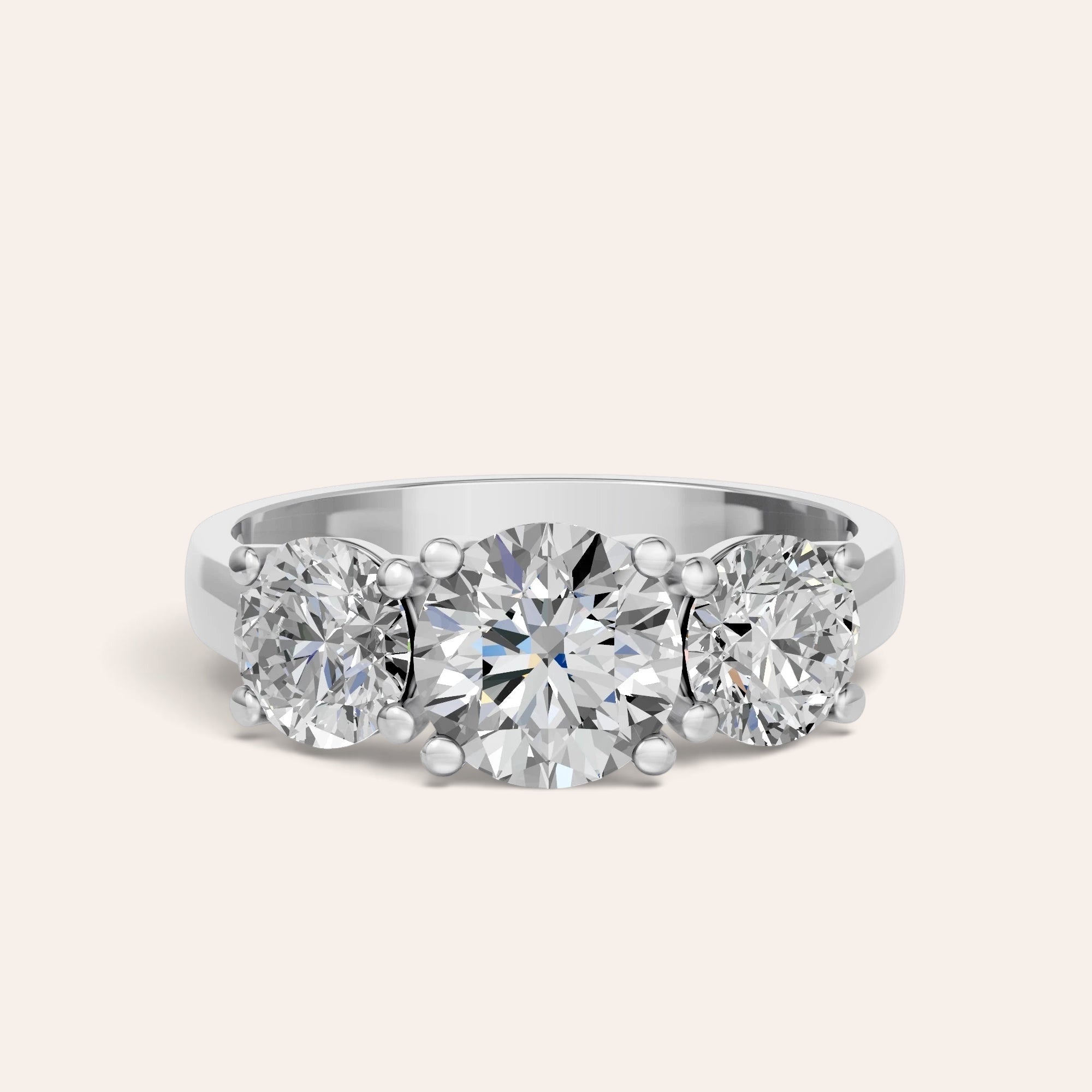 Louèn Diamonds trilogie verlovingsring van 14k witgoud met drie ronde lab-grown diamanten van 3.0 karaat in totaal.