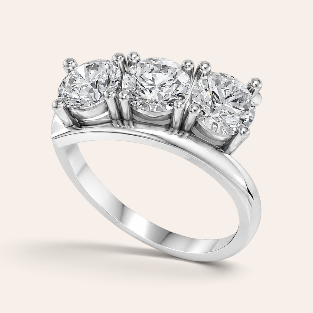 Louèn Diamonds trilogie verlovingsring met drie ronde diamanten in 14k witgoud, 2.25 karaat